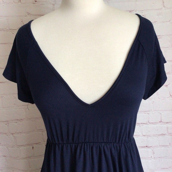 Urban Outfitters Navy Blue V-Neck Short Sleeve Dress - Size XS - Picture 2 of 7